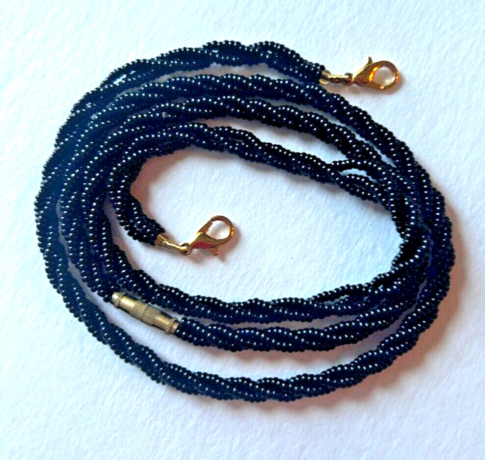 Multi-Strand Glass Bead 27 inch Necklace with 2 clasps & a lock + Fast Shipping