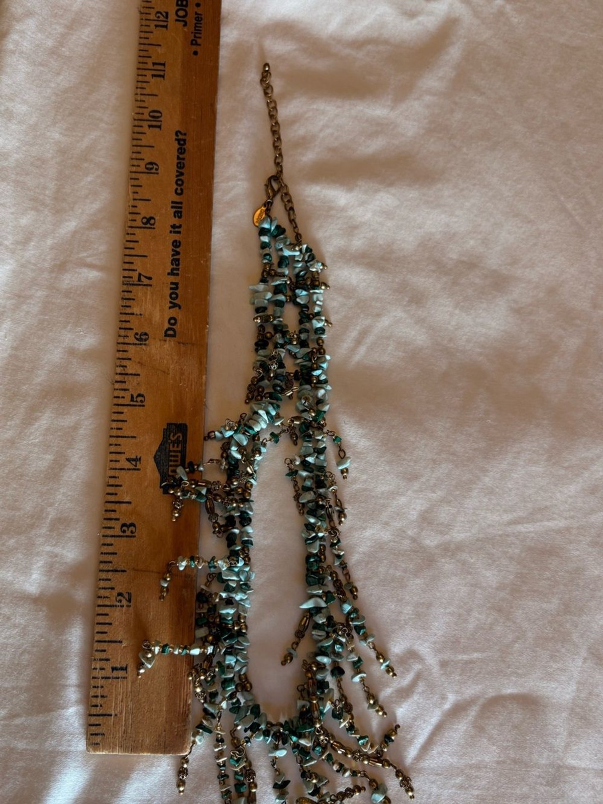 Chico’s Turquoise Fringe Statement Necklace Boho Southwestern 18″
