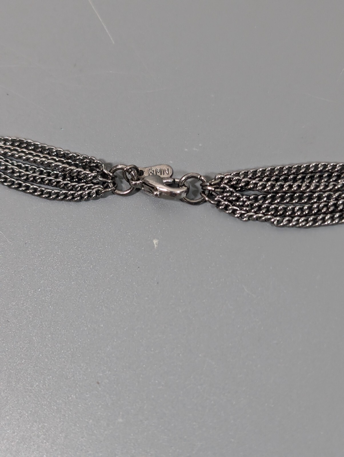 Roman Gray Faux Pearl Station Multi Chain Layered Statement Neckalce Whimsigoth