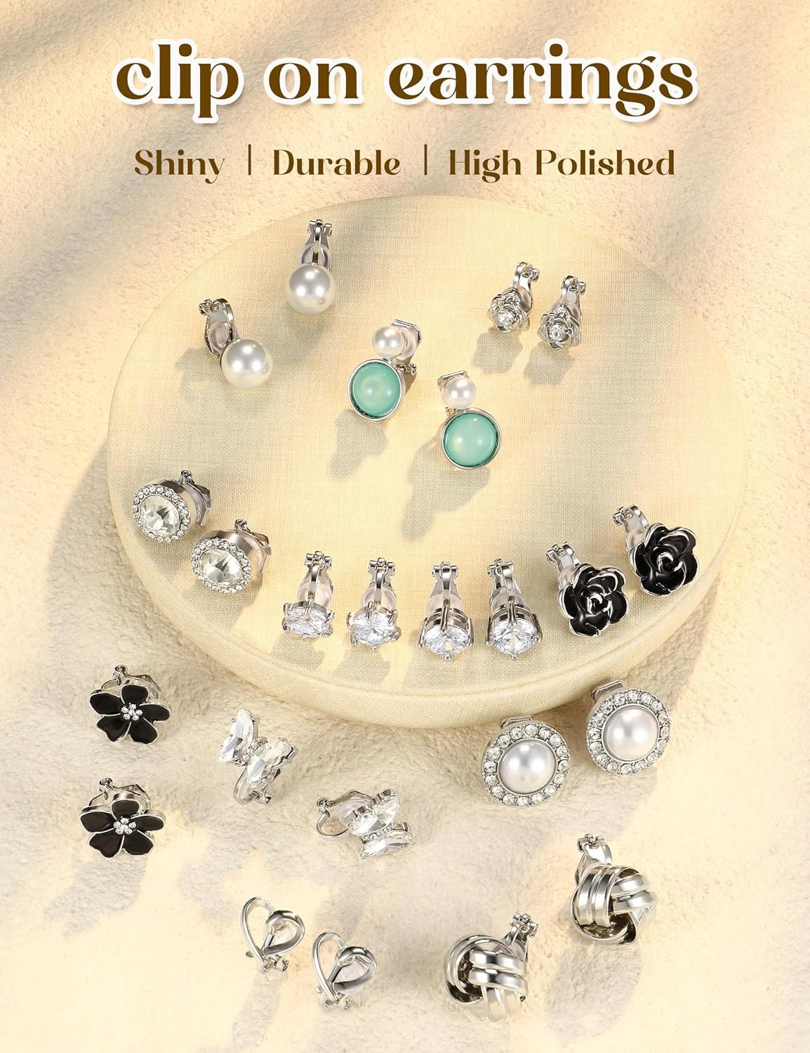 THUNARAZ 12 Pairs Clip on Earrings for Women CZ Pearl Non Piercing Set | Comfort