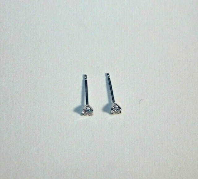 0.10Ct Round Cut Simulated Diamond Small Stud Earrings 14K White Gold Plated