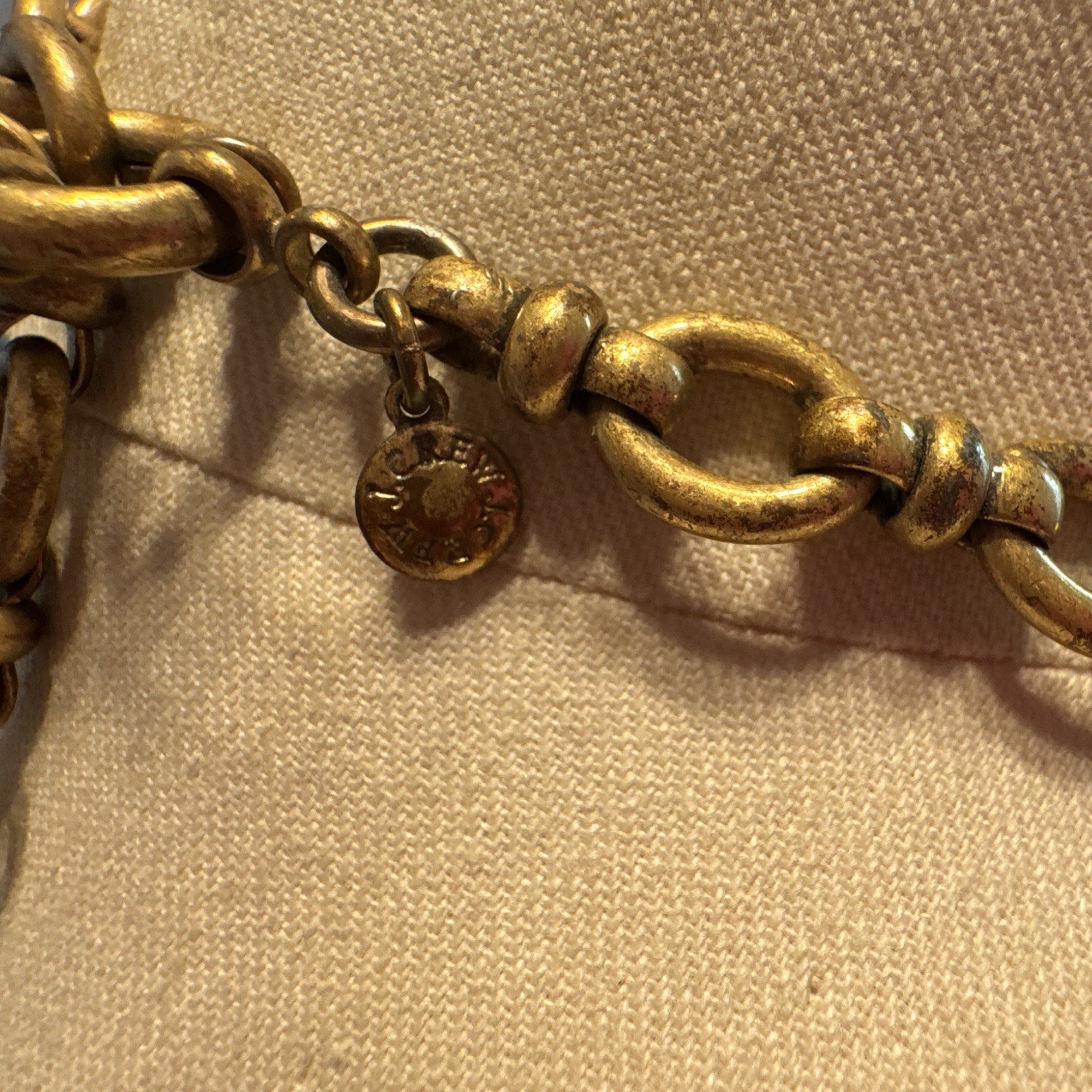 2000’s J.Crew Cable Chain Coin Charm Necklace Crystal Starburst Ribbon