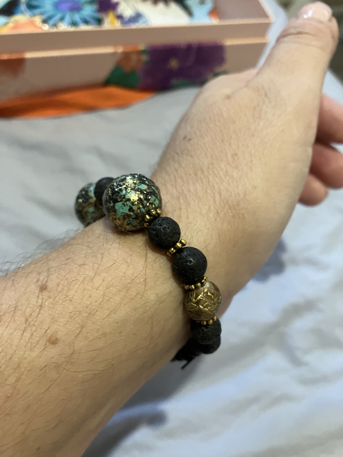 Unique Large Bead Stretch Bracelet Costume Jewellery for Autumn Winter