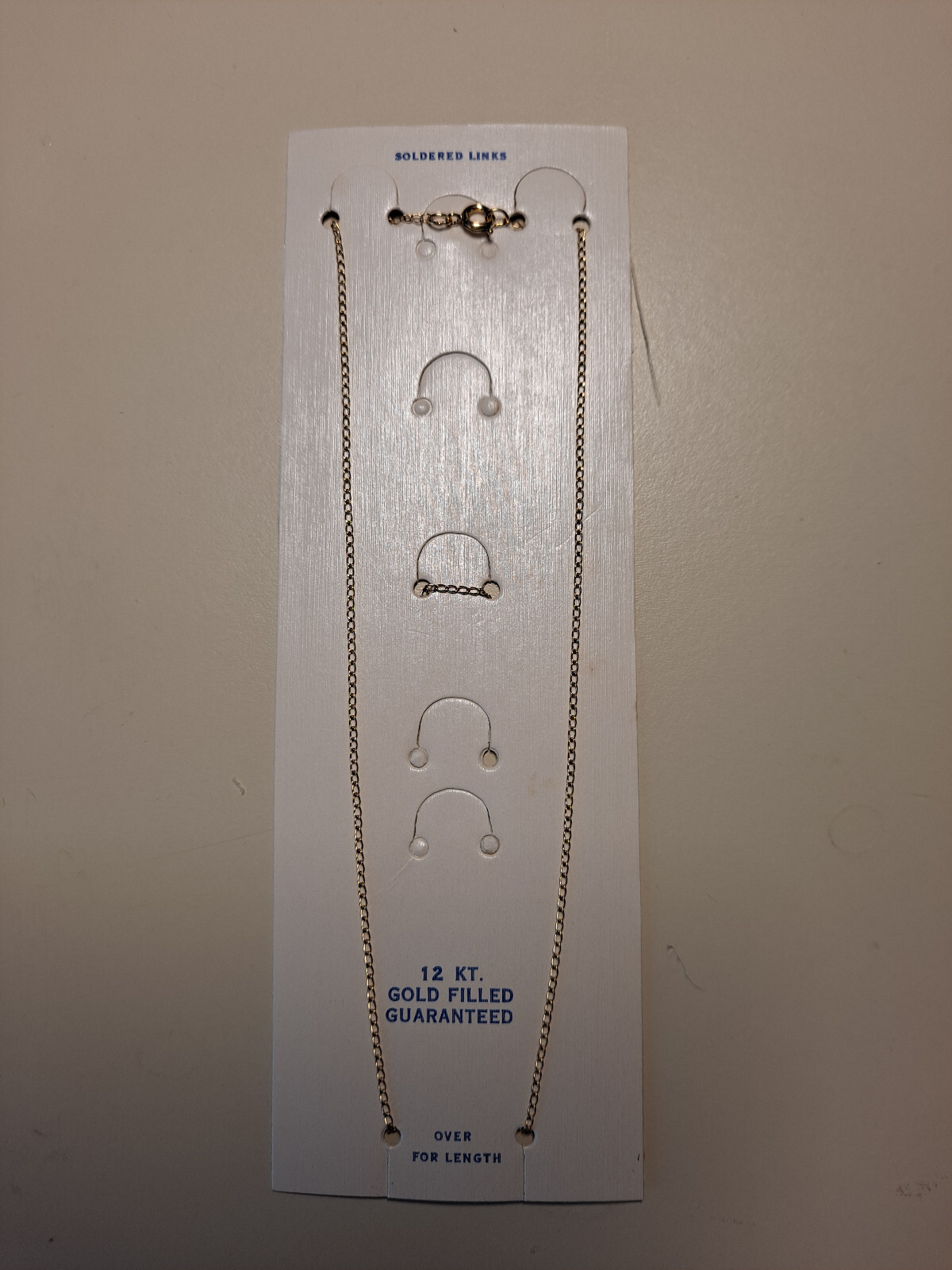 18″ 12KT. YELLOW GOLD FILLED THIN ROPE CHAIN NECKLACE W/ CARD—