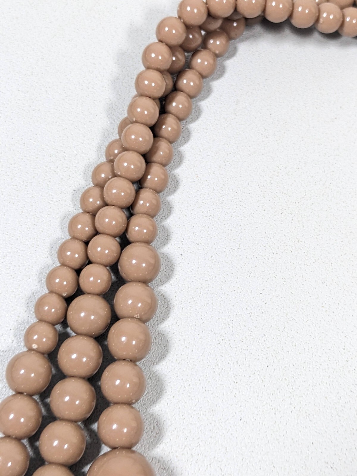 Coastal Brown Beige Acrylic Bead Triple Strand Layered Statement Necklace 21 in