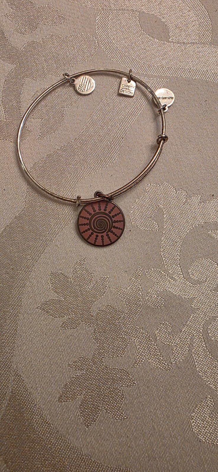 Alex And Ani Spiral Sun Pink Shiny Silver Expandable Bangle Charm Bracelet