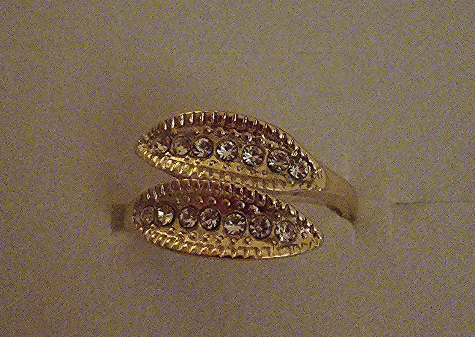 Gold Tone Ring with Rhinestones Size UK R/US 8.5