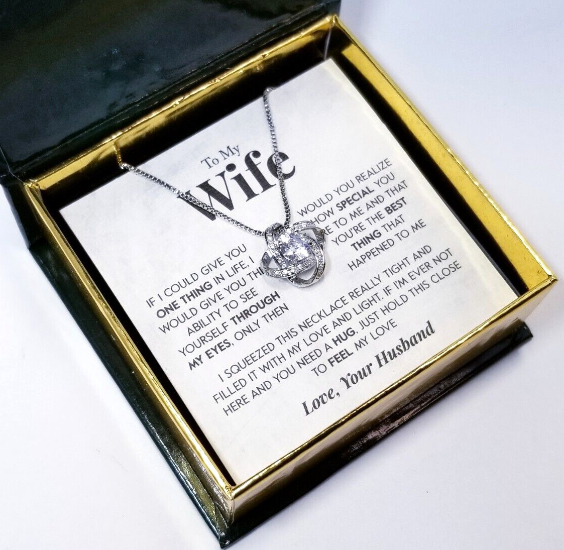 Tiara Beauty Co. To My Wife “Through My Eyes”” Love Knot Necklace