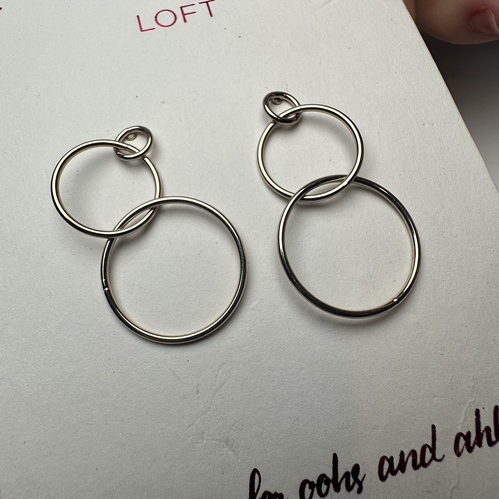 LOFT Circle Loop Dangle Drop Pierced Earrings NWT