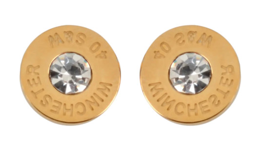 Men or Women Bullet Earrings Stainless Steel Two Colors Gold or Silver 1