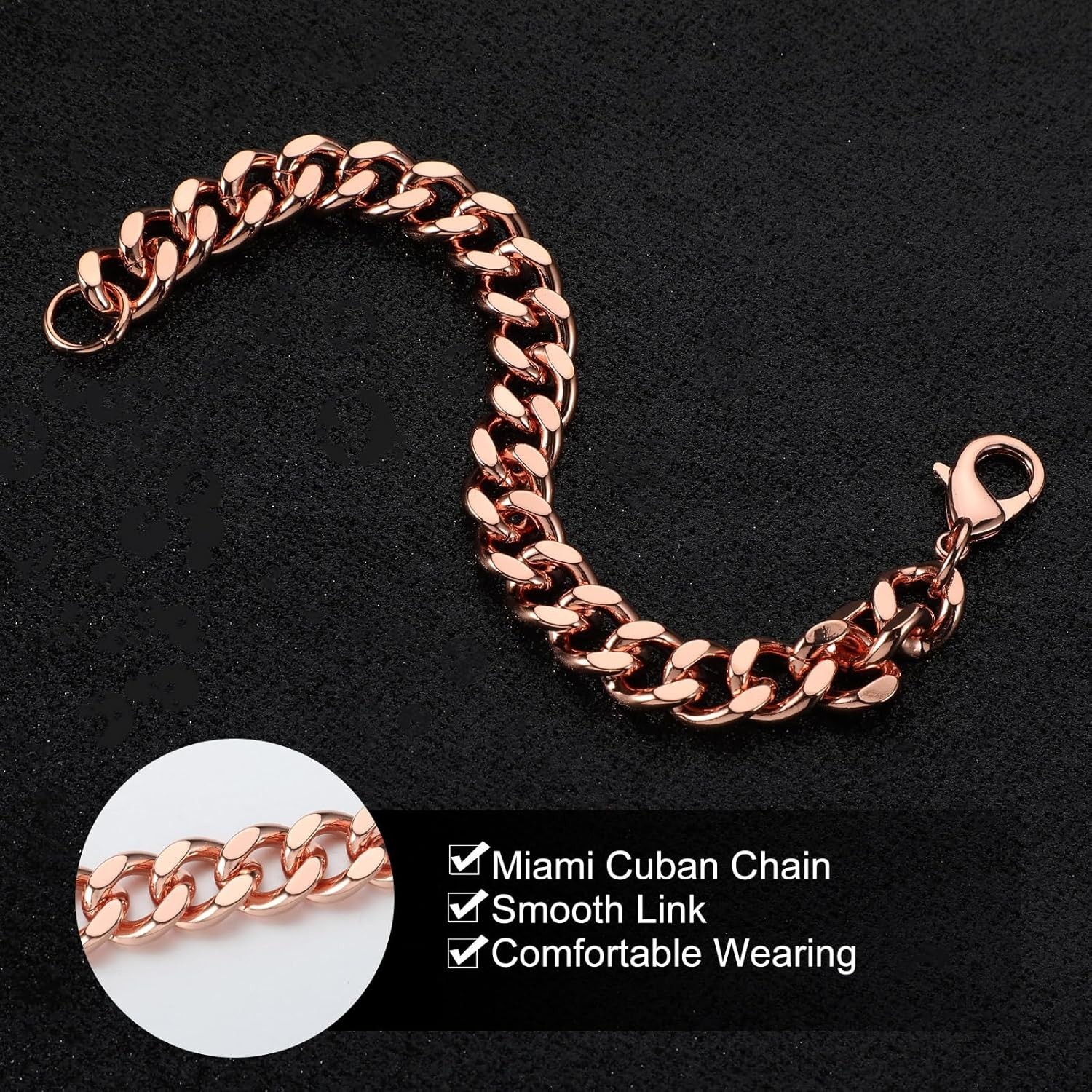 Pure Solid Copper Bracelet Arthritis Cuban Chain Link Rider Bracelet 7.5 INCH