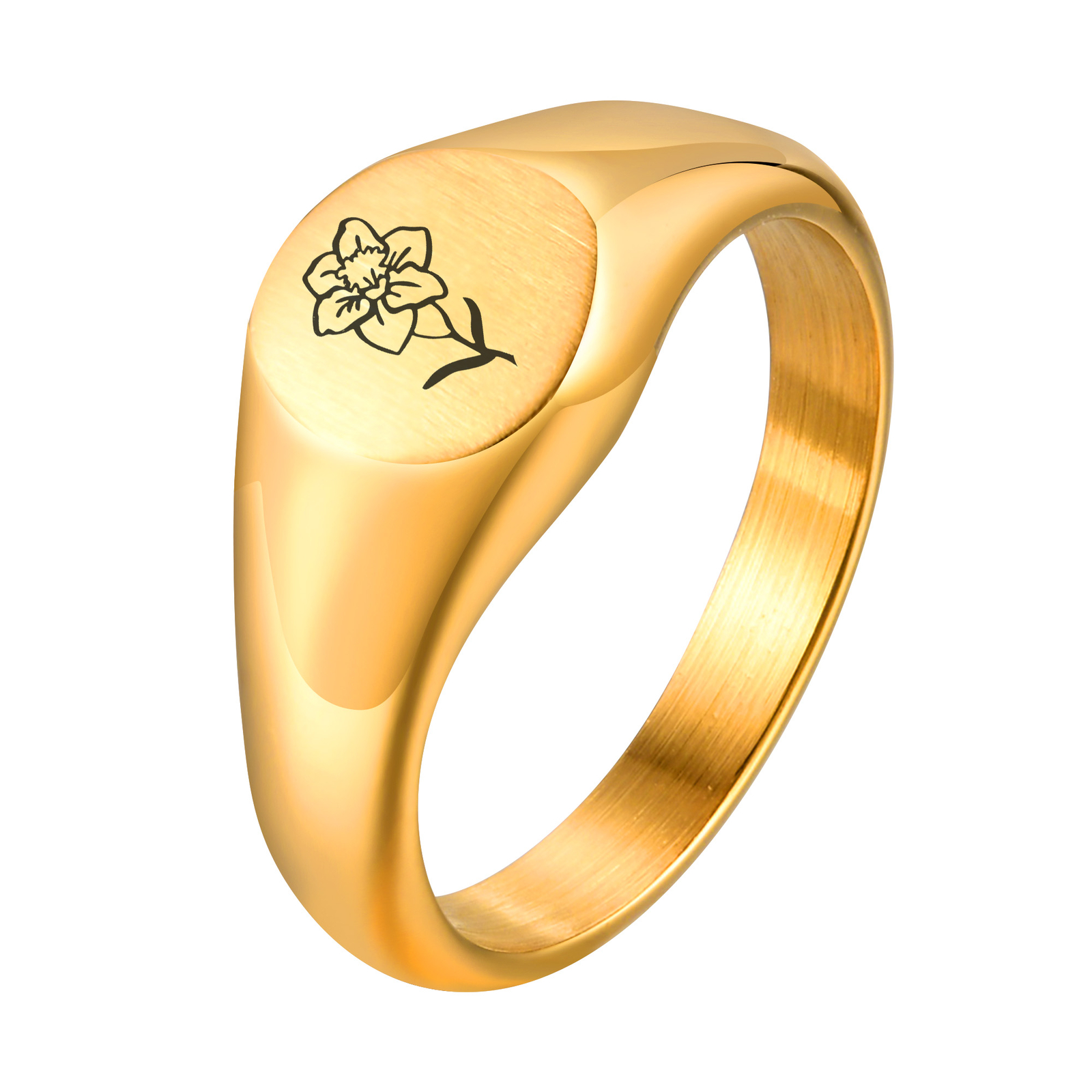 Signet Ring Band For Unisex Adults Plain Ring Jewelry Gift Mens Trendy Engraving