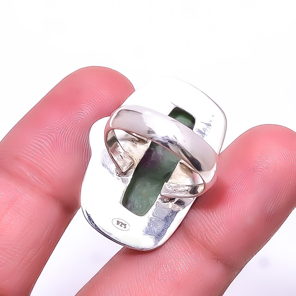 Natural Ruby With Zoisite – Tanzania Two Tone 925 Sterling Silver Ring s.6.5 S10