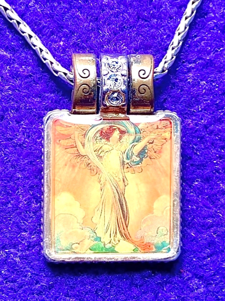 BRIGHTON MAY YOUR DREAMS TAKE FLIGHT CLEAR SWAROVSKI CRYS SLV+GLD NECKLC+TIN✨VTG