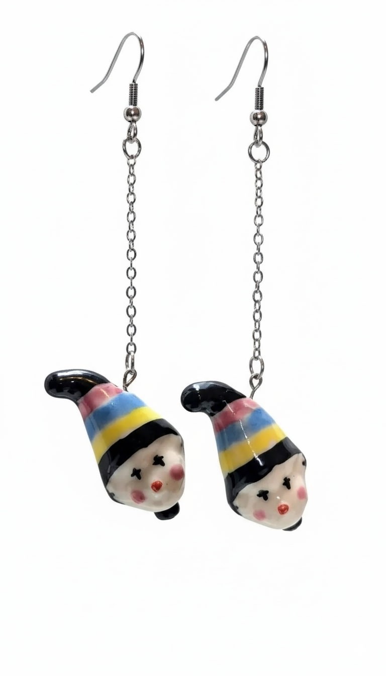 Ceramic Circus Clown Earrings