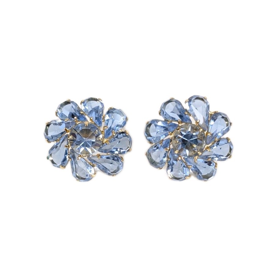 Light Blue Cluster Crystal Open Back Stud Earrings