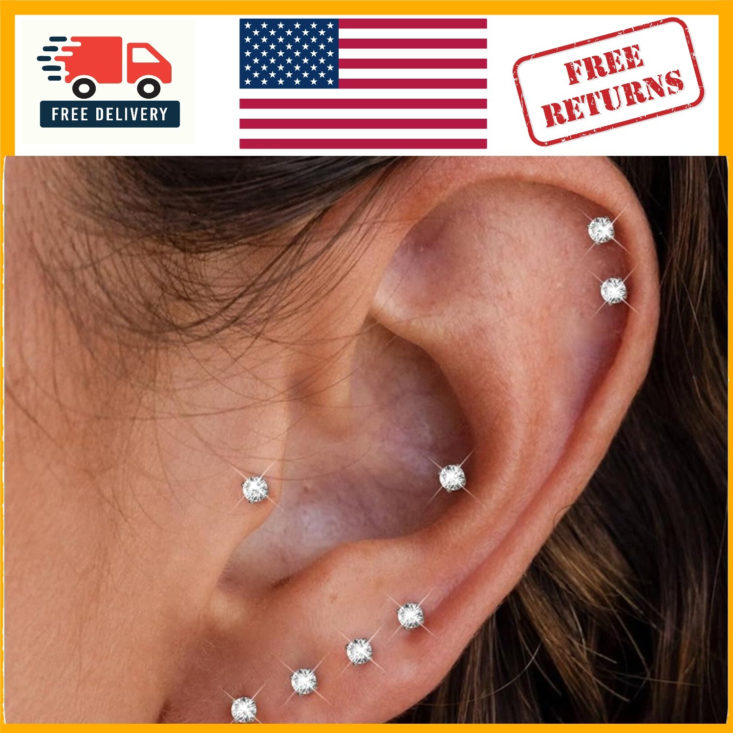 Stunning 6 Pairs 2mm Stainless Steel Stud Earrings – Perfect for Every Piercing