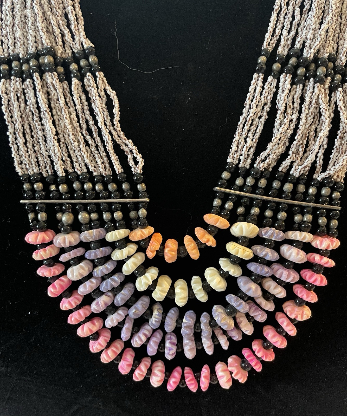 Multi-Strand Beaded Necklace Southwest Boho Jewelry Seed Beads Multicolor 26inch