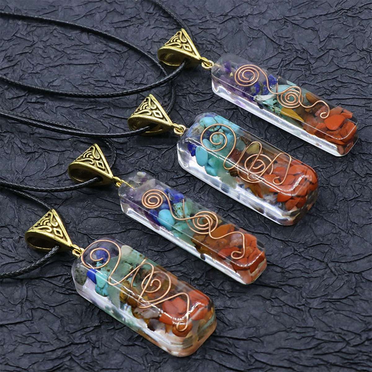 7 Chakra Healing Pendant Natural Stone Energy Protection Women Men Necklace Gift