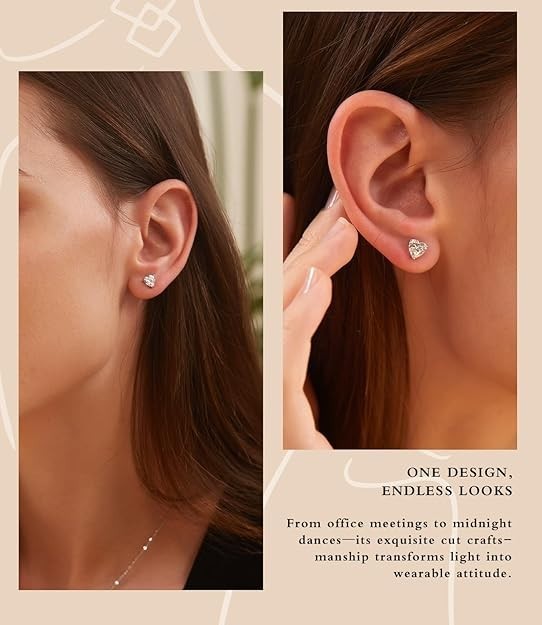 Elegant 925 Sterling Silver Heart Earrings Cubic Zirconia Womens Mens Jewelry US