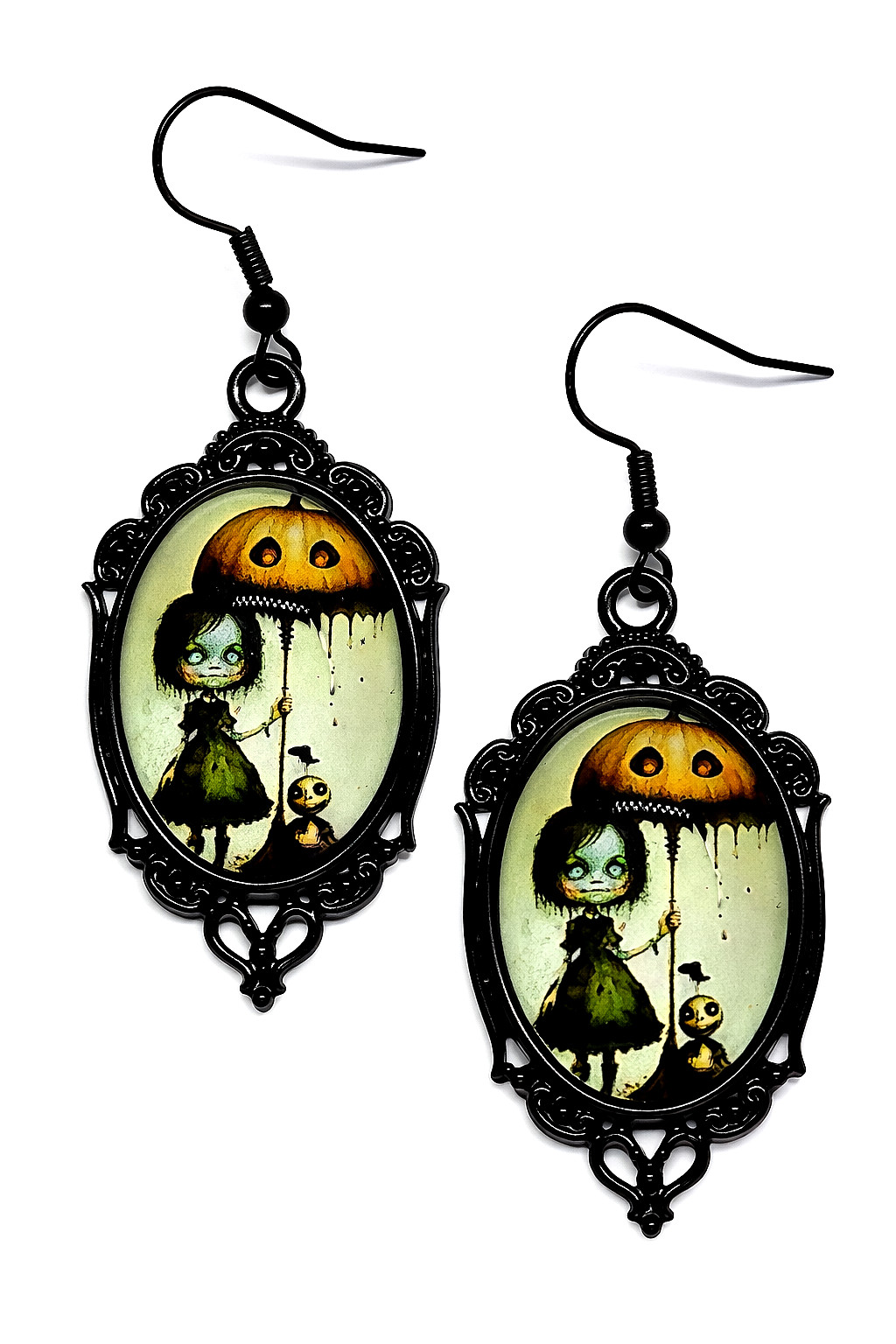 Whimsical Goth WEIRD GIRL CAMEO Earrings: Eerie Girl Dark Aesthetic, Alt Fashion