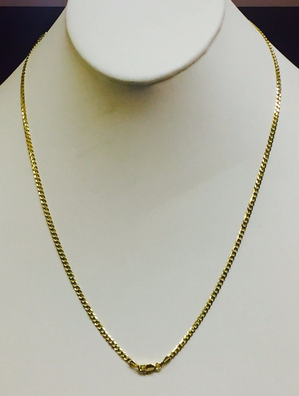 10k Solid Yellow Gold Concave Cuban Curb Link Chain Necklace 20″ 2.8mm 3.8 grms