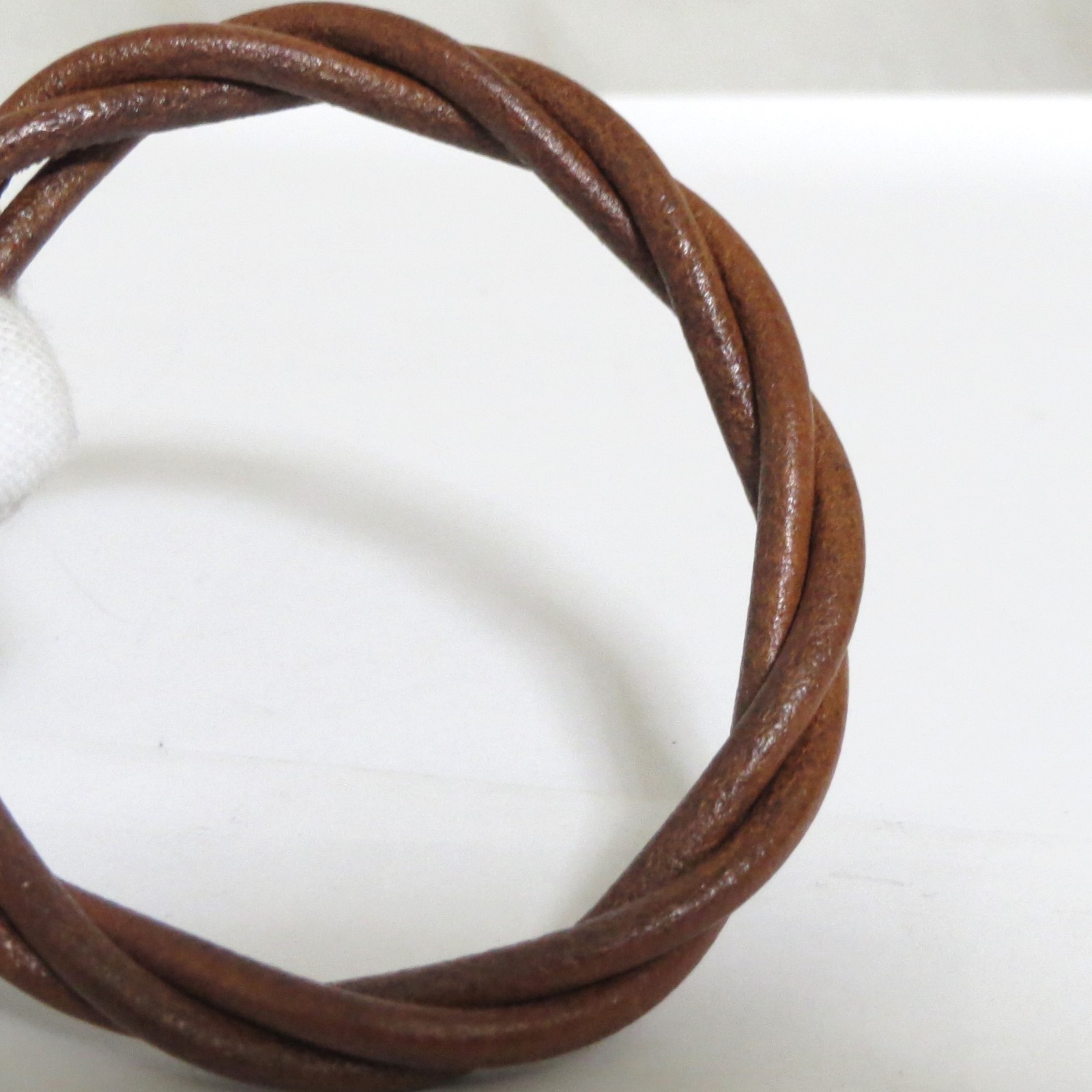 Authentic HERMES Tornado Bangle Bracelet Brown Leather 17.3cm/6.8″ in Box