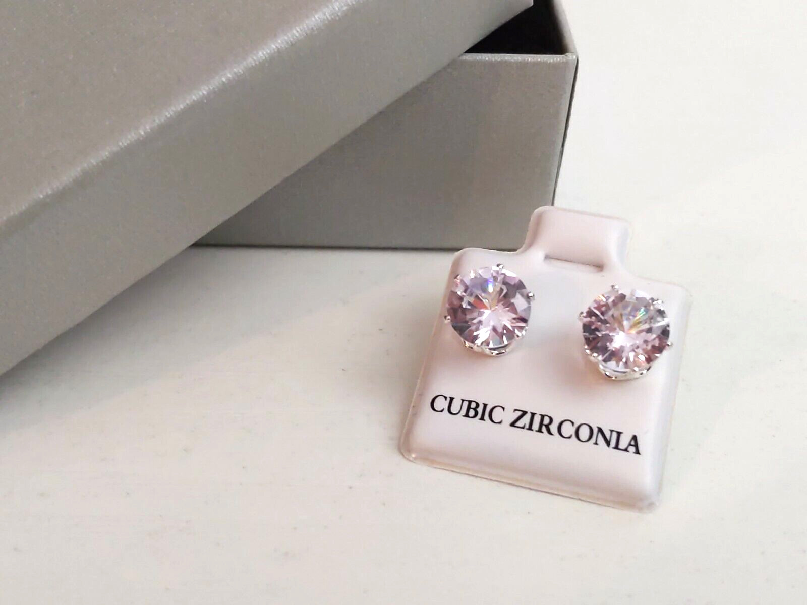 8MM Round Cubic Zirconia Six-Prong Cast Basket Stud Earrings