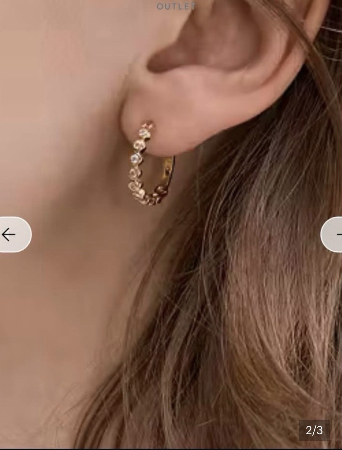 Kate spade Gold Tone Huggie Hoop Earrings w/ Clear Round Bezel Set Crystal
