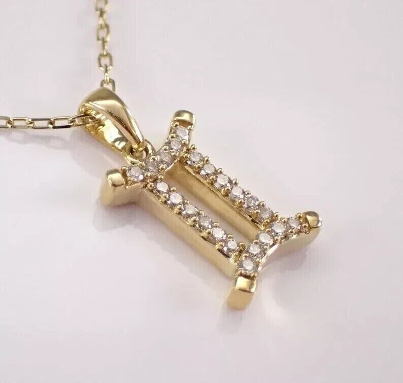 1.20 Ct Round Simulated Diamond Gemini Astrology Pendant 14k Yellow Gold Plated