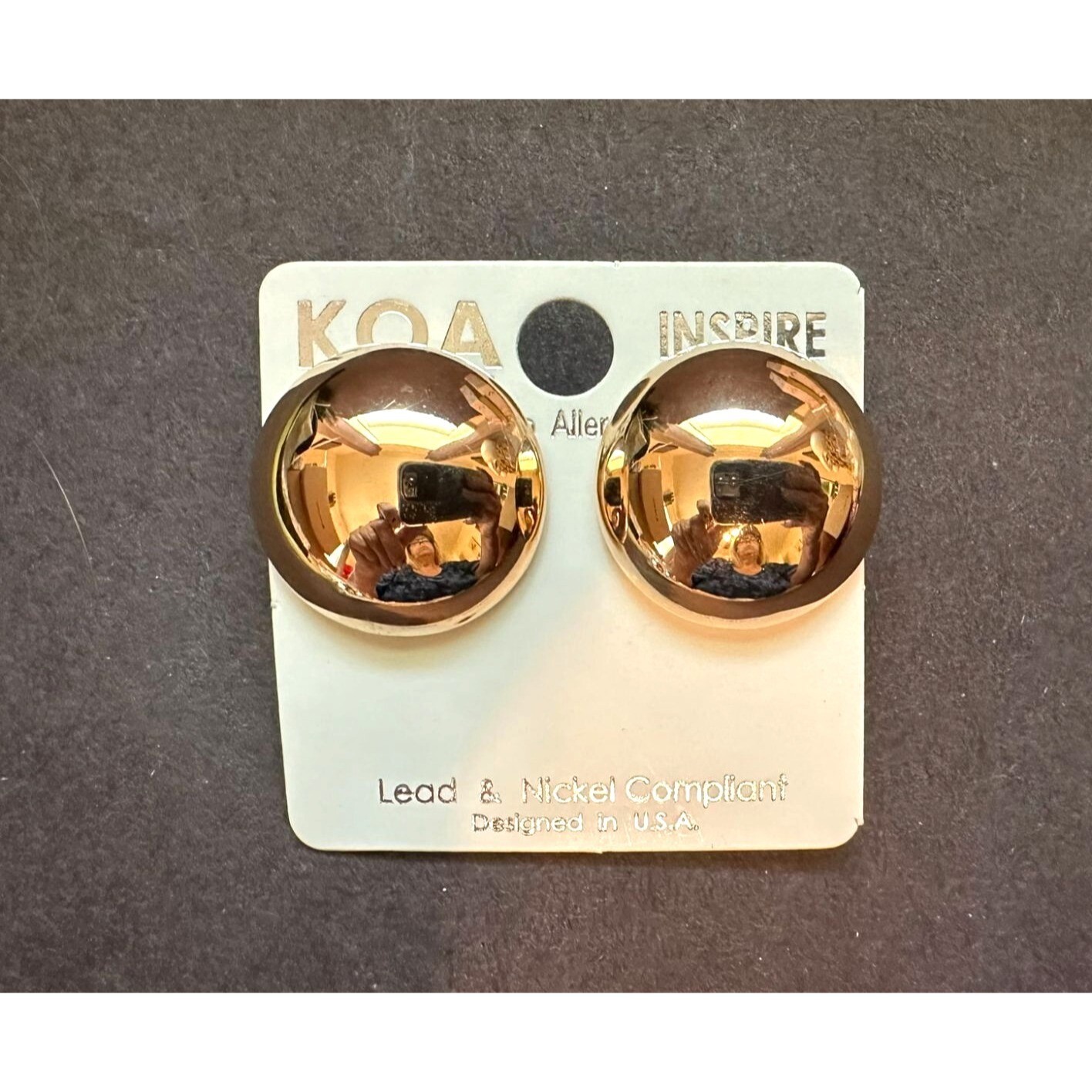 Goldtone Pierced Dome Earrings Lead & Nickel Compliant KOA Inspire