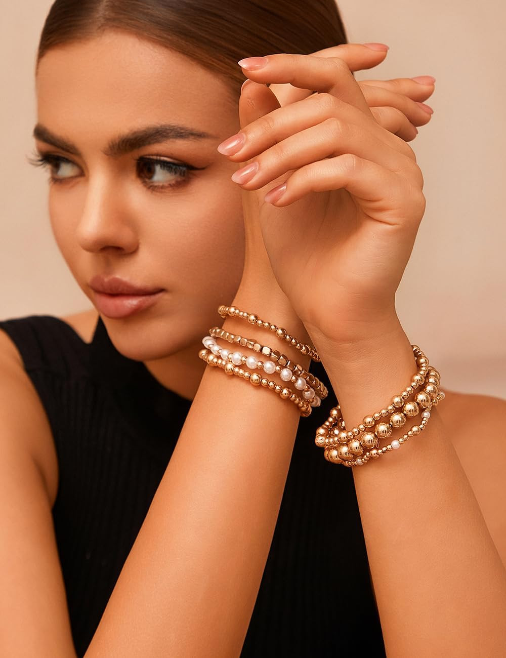 Gold Bracelets for Women Gold Bracelet Stack Pearl Beaded Bracelets for Women St