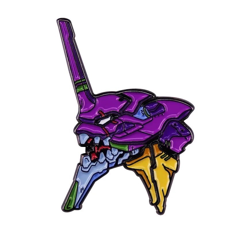 Anime Cartoon Ikari Shinji Purple EVA-01 Head Metal Enamel Badge Brooch Pin