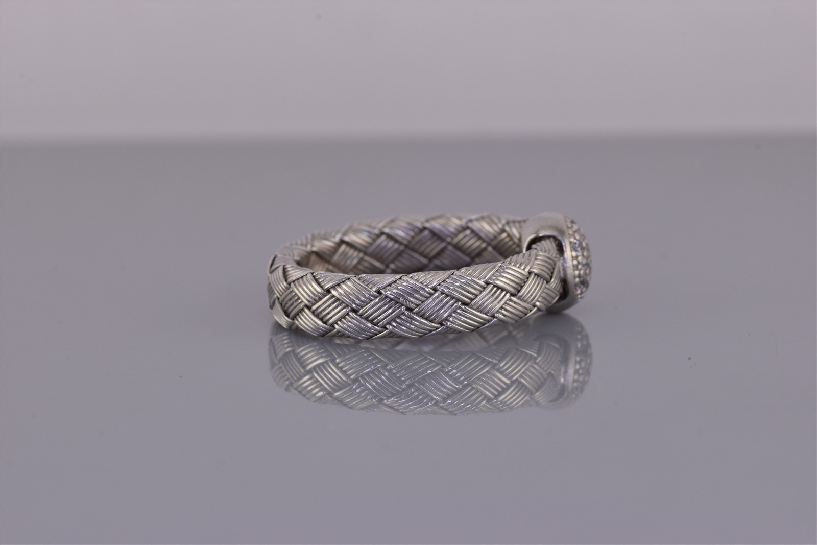 JCM Sterling Silver Pave Cubic Zirconia Braided Woven Band Ring Italy 925 Sz: 9