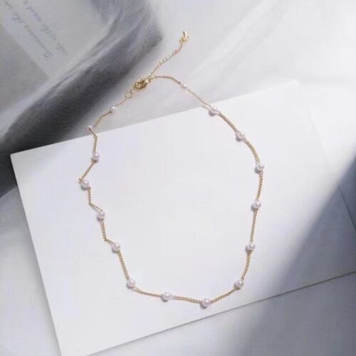 Women’s Fashion Jewelry Gold Chain Pearl Charm Choker Collar Bib Necklace New