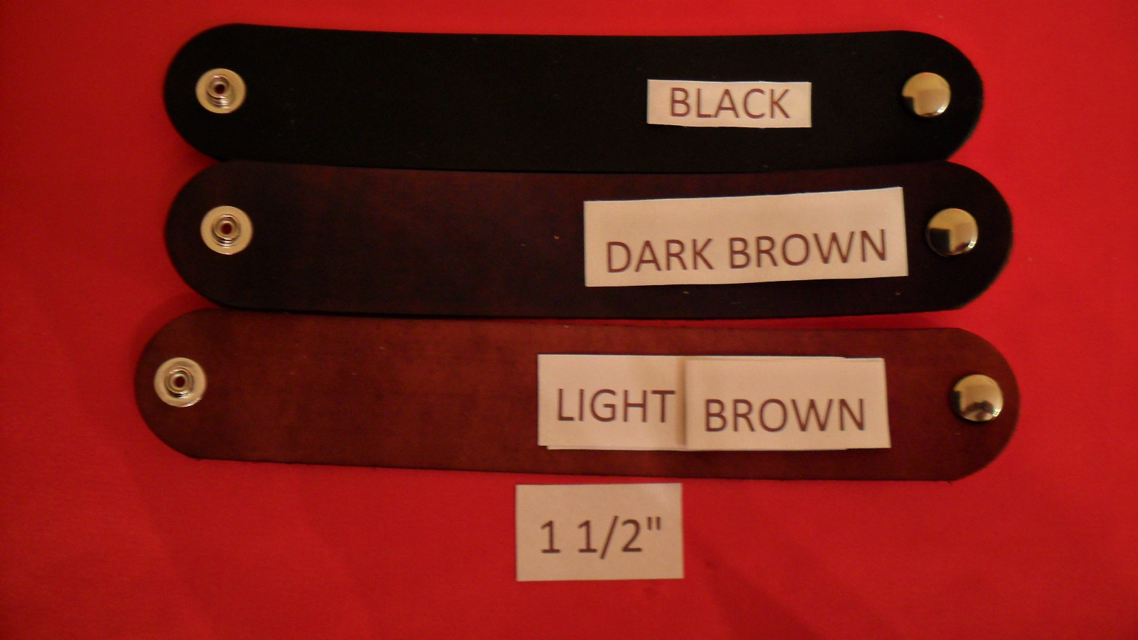 #BR1.5 TEN TWO SNAP1 1/2″ WIDE dyed top & sides! LEATHER BRACELETS
