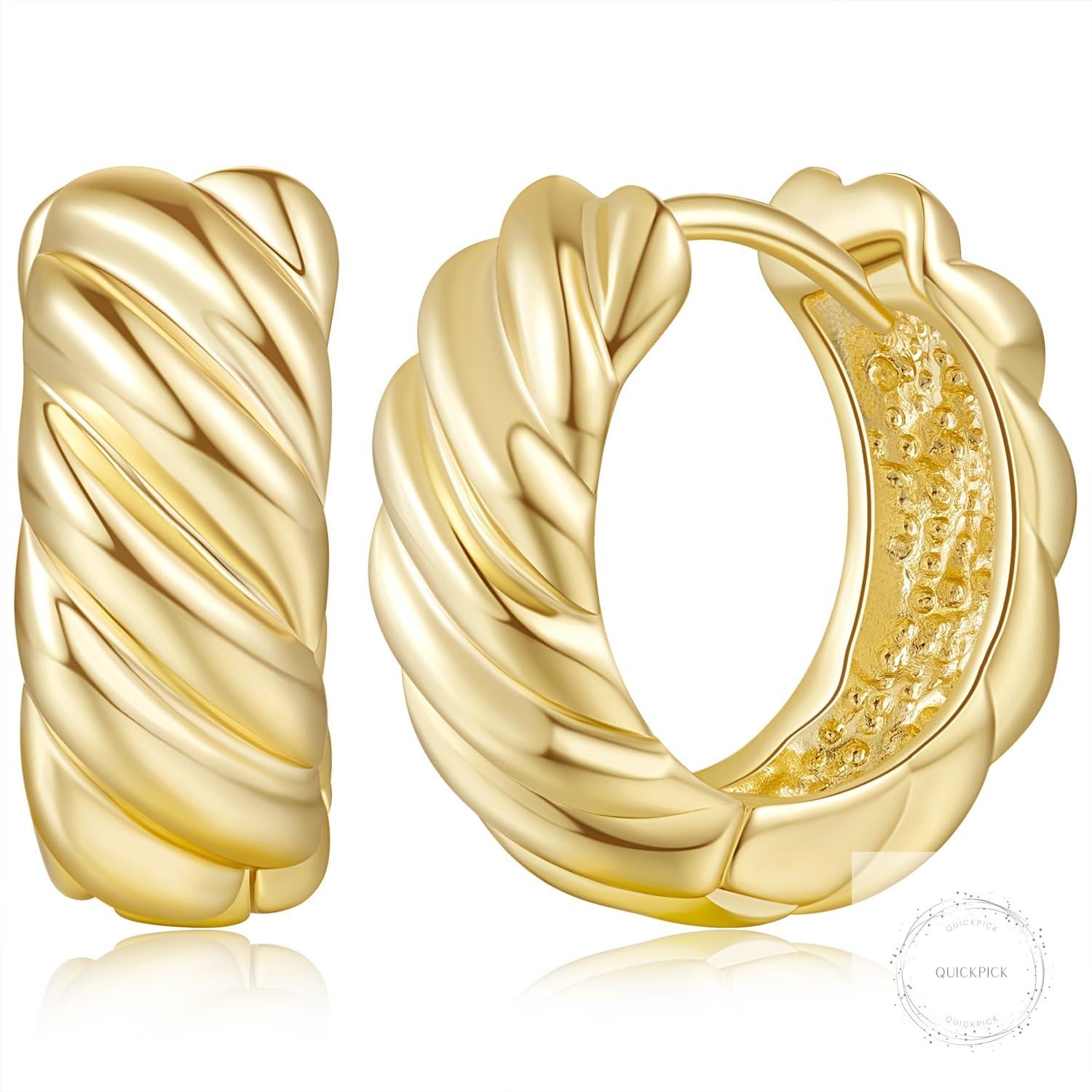 14K Gold Hoops Earrings 14 Karat Gold Hoop Earrings Twisted Thick Small Hoop Ear
