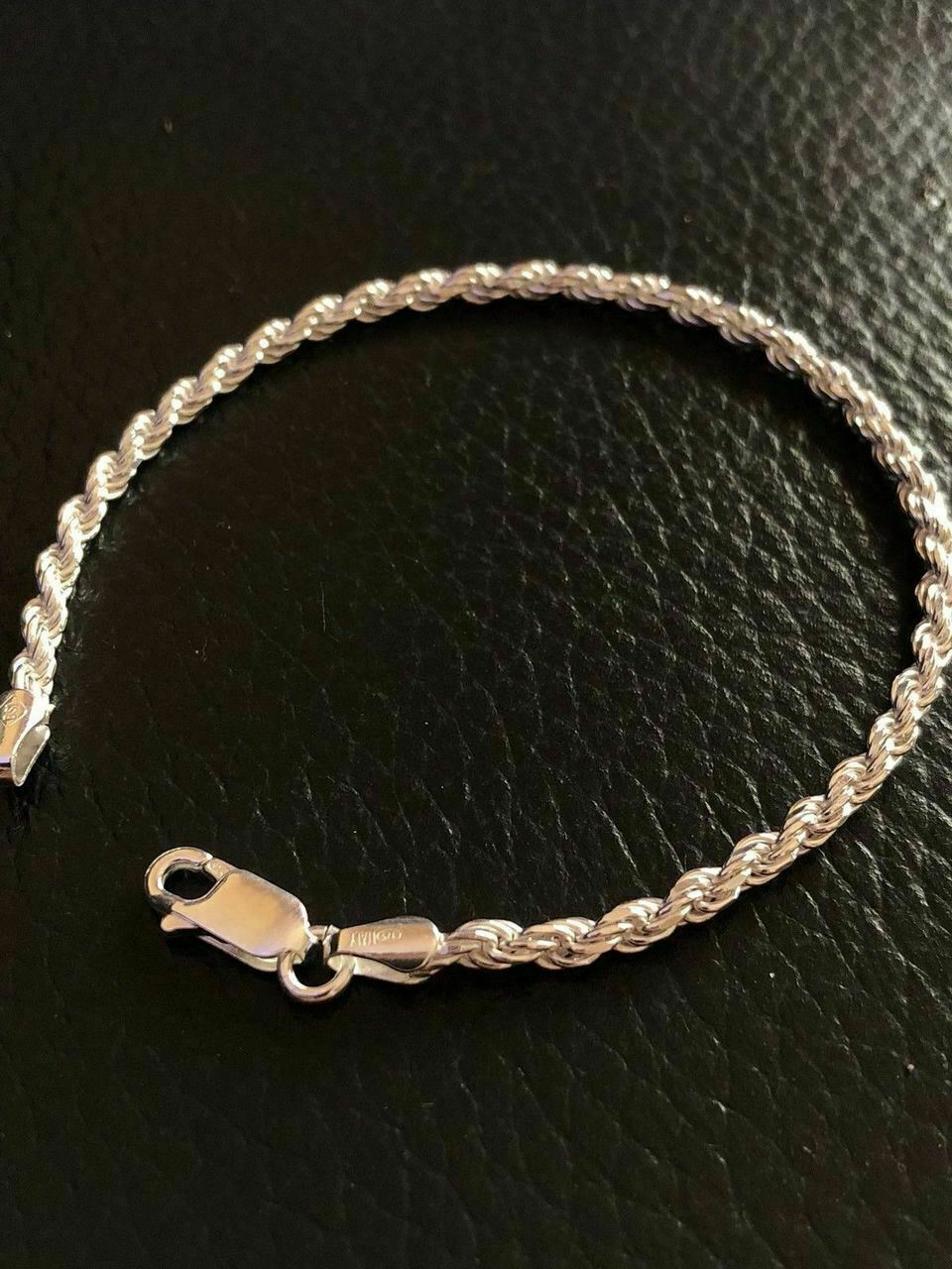 Women’s Solid 925 Sterling Silver Thin Rope Bracelet 7” Made In Italy