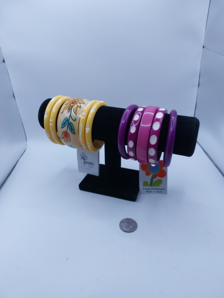 2 Bangle Bracelet Sets Spring Summer Yellow &Purple NWT
