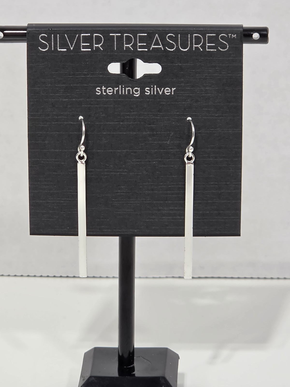 Silver Treasures 925 Sterling Silver Dangling Long Bar Earrings “NEW”