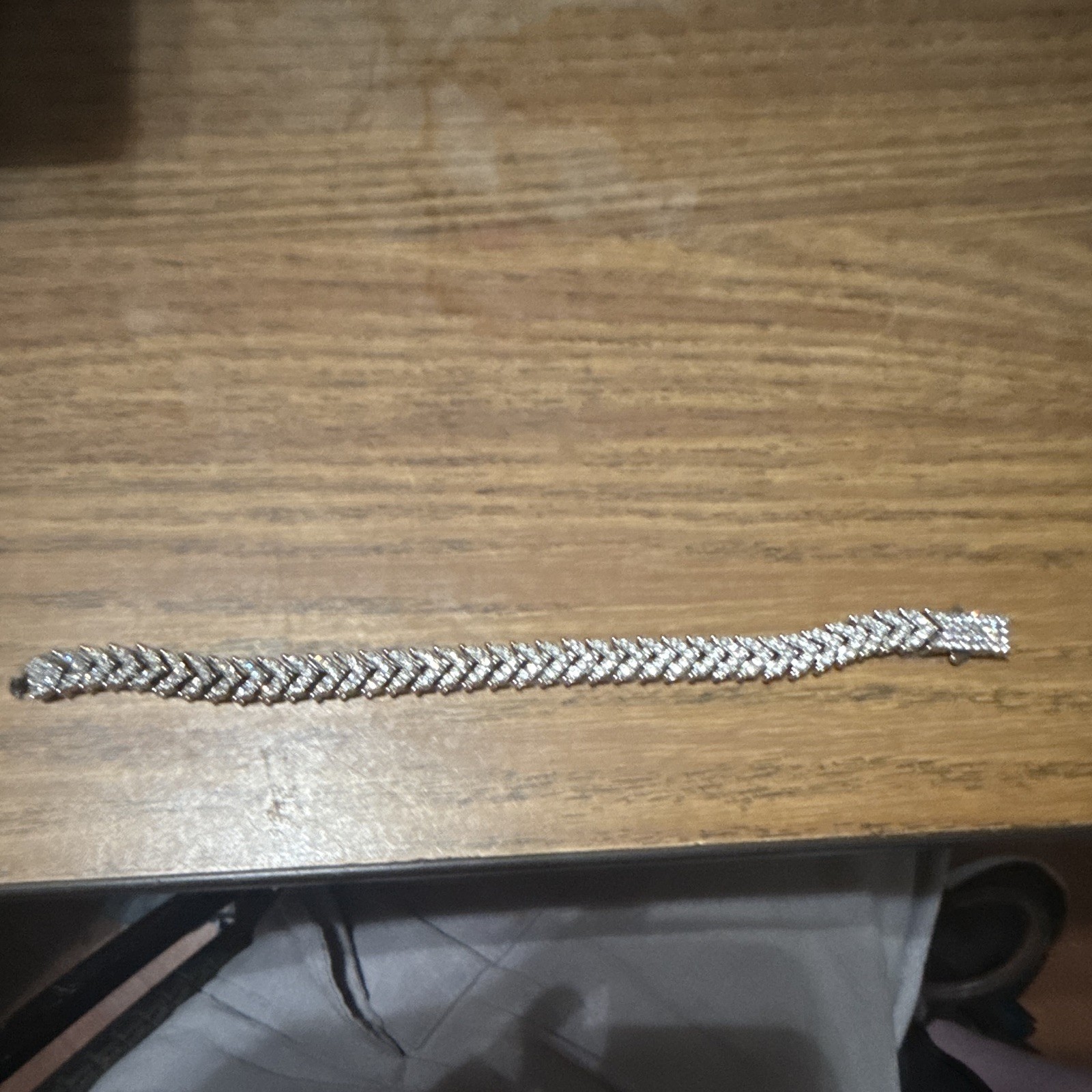 Silver Tone Pavé CZ Cuban Link Chain Bracelet 8 in, Chain Style