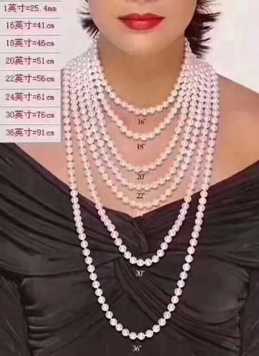 18 inch top Japanese Akoya AAAA 7-8mm white pearl necklace 14k