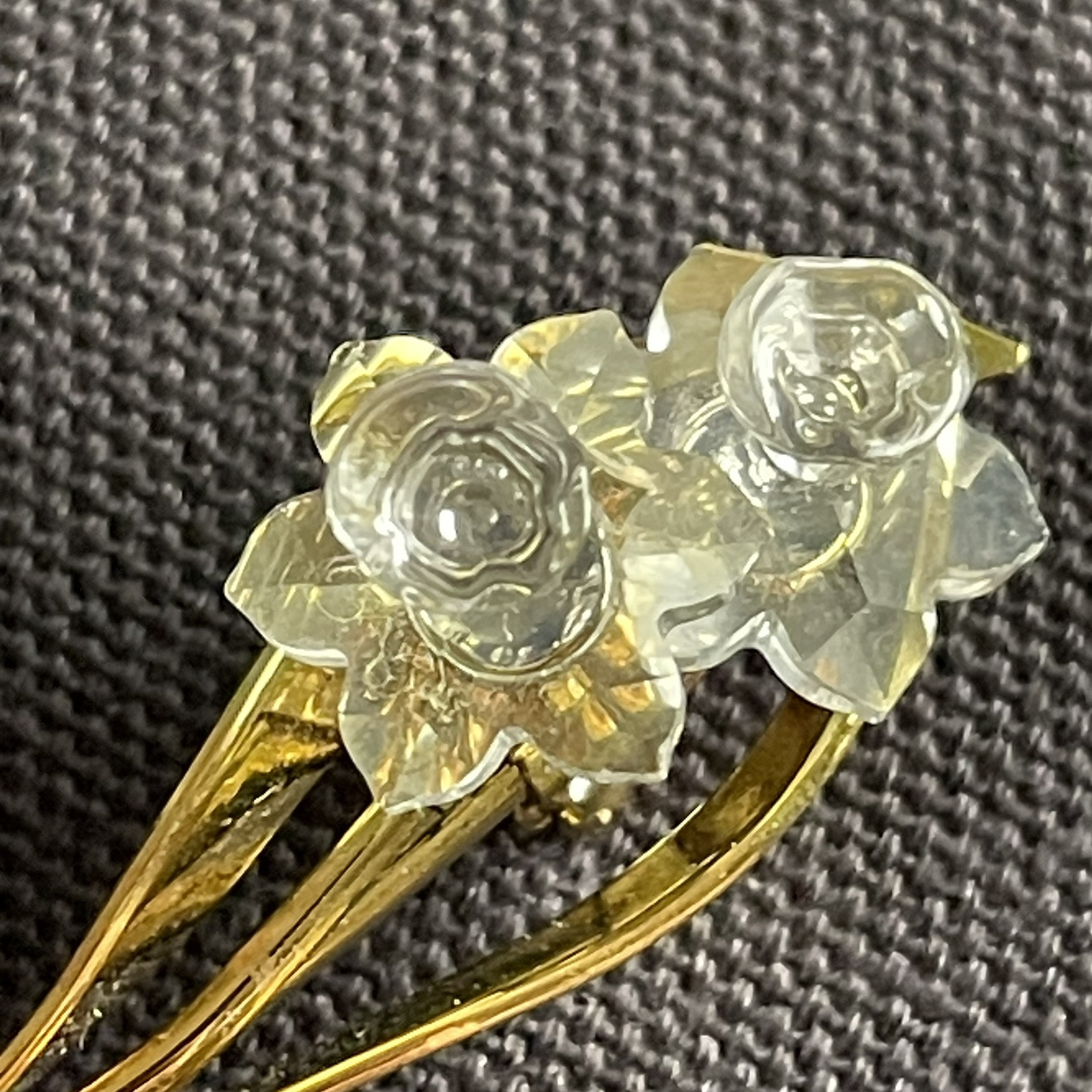 Swarovski Crystal Brooch Memories Daffodil Flowers Pin Swan Logo Gold-tone 1.75”
