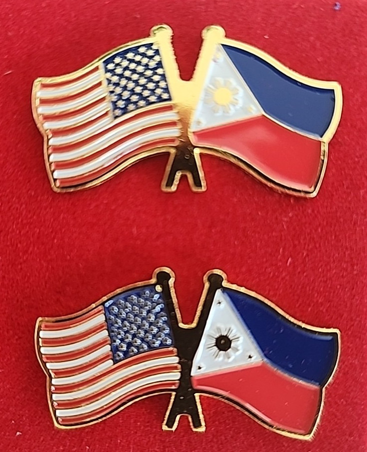 USA American Philippines Friendship Crossed Flag Bike Motorcycle Hat lapel Pins