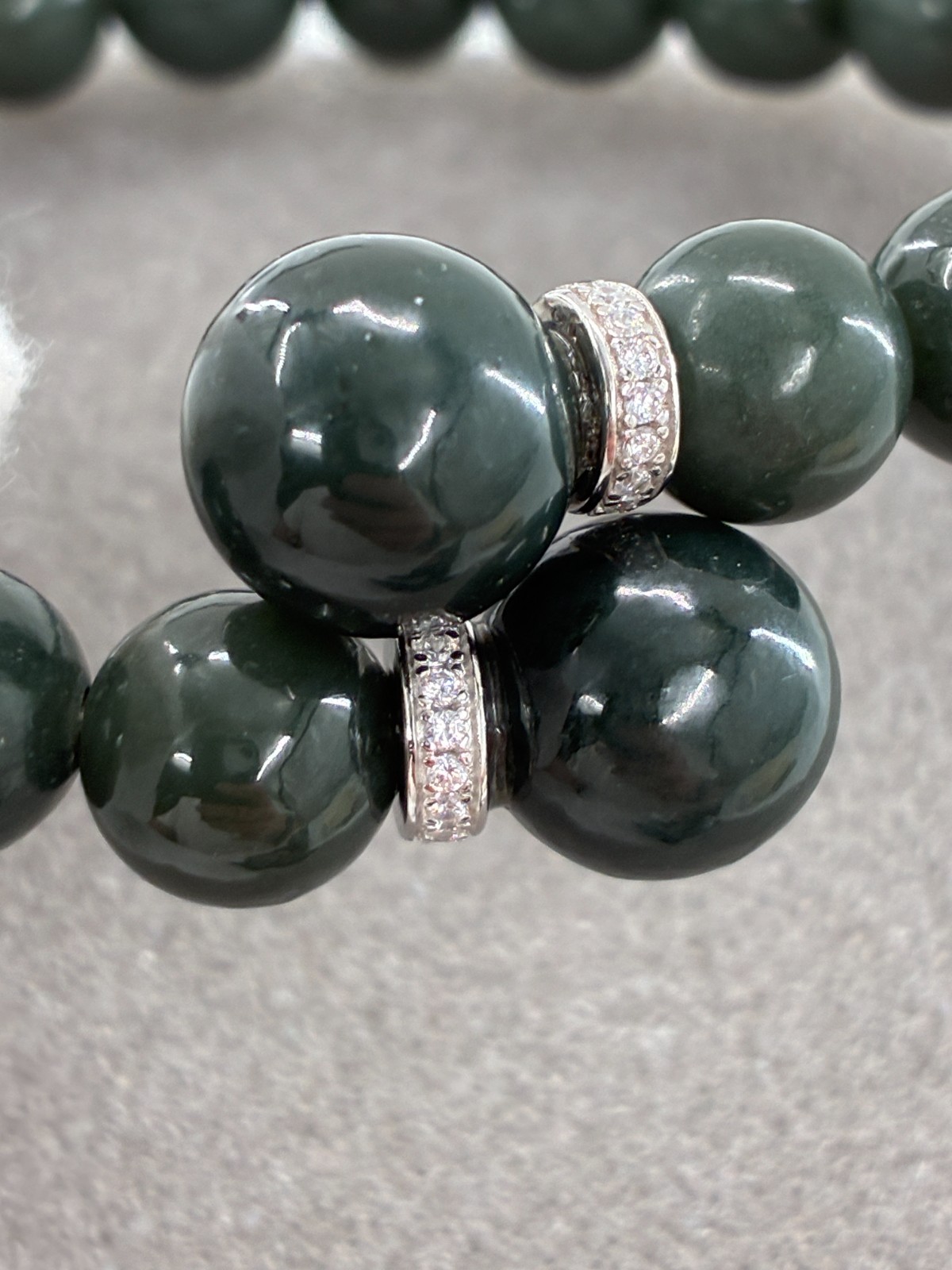 Nephrite Jade of Yesteryear Bypass Bracelet CZ Pave Stones Sterling Stella Chow