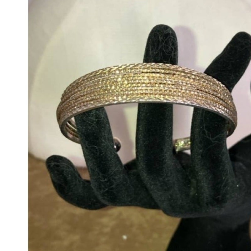 Gold and Silver Tone 7 Strand Cuff Bracelet