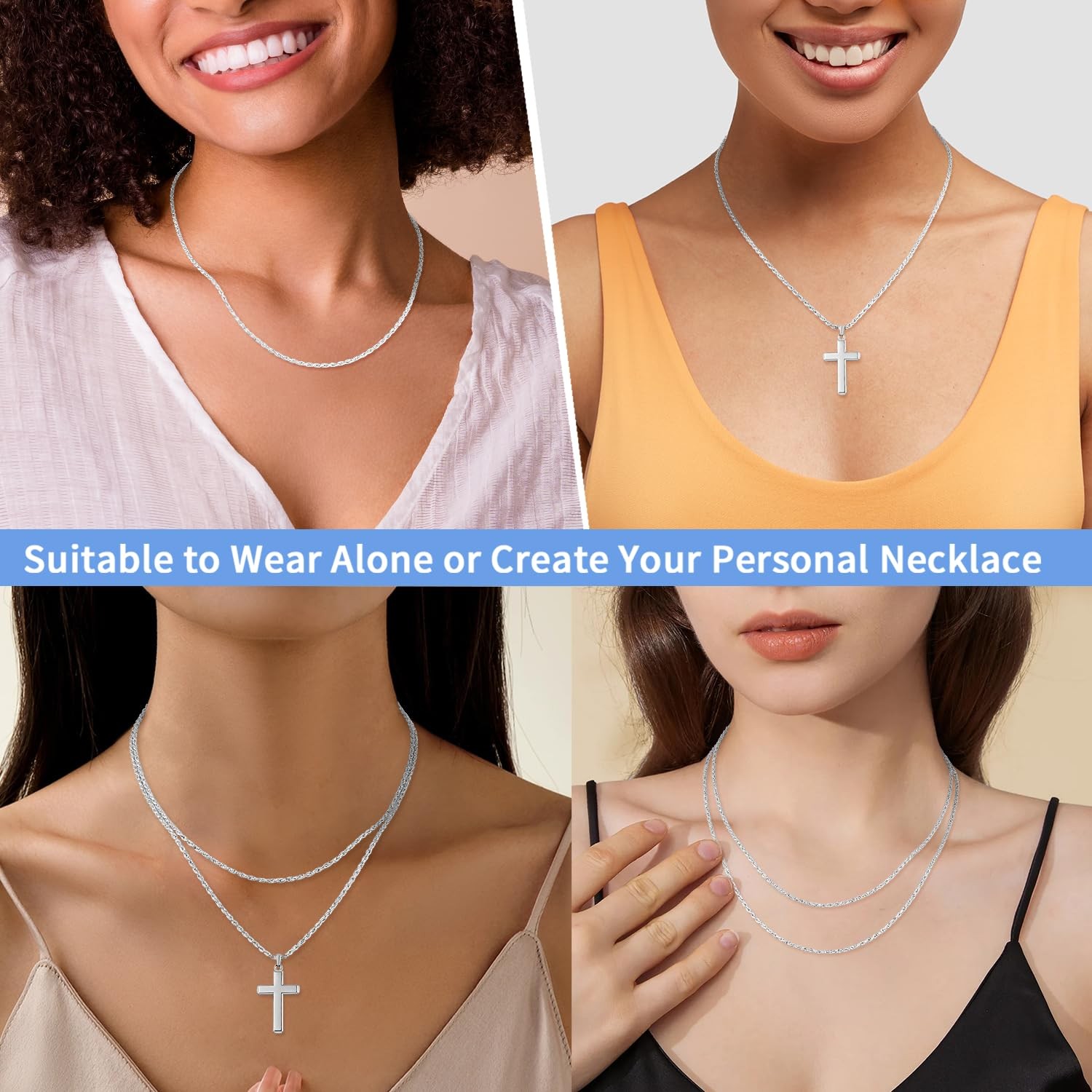Jewlpire 925 Sterling Silver Chain Necklace For Women 1.5Mm Rope Chains Silver