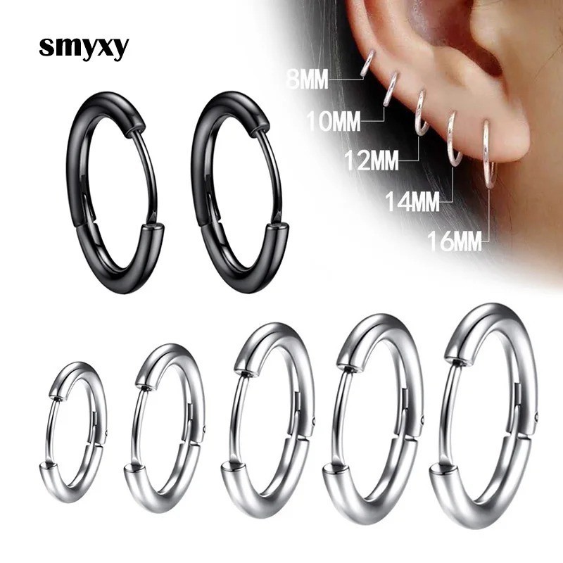 Continuous Mini Hoop Earrings 8mm 10mm 12mm 14mm 16mm Sterling Silver 925 Pair