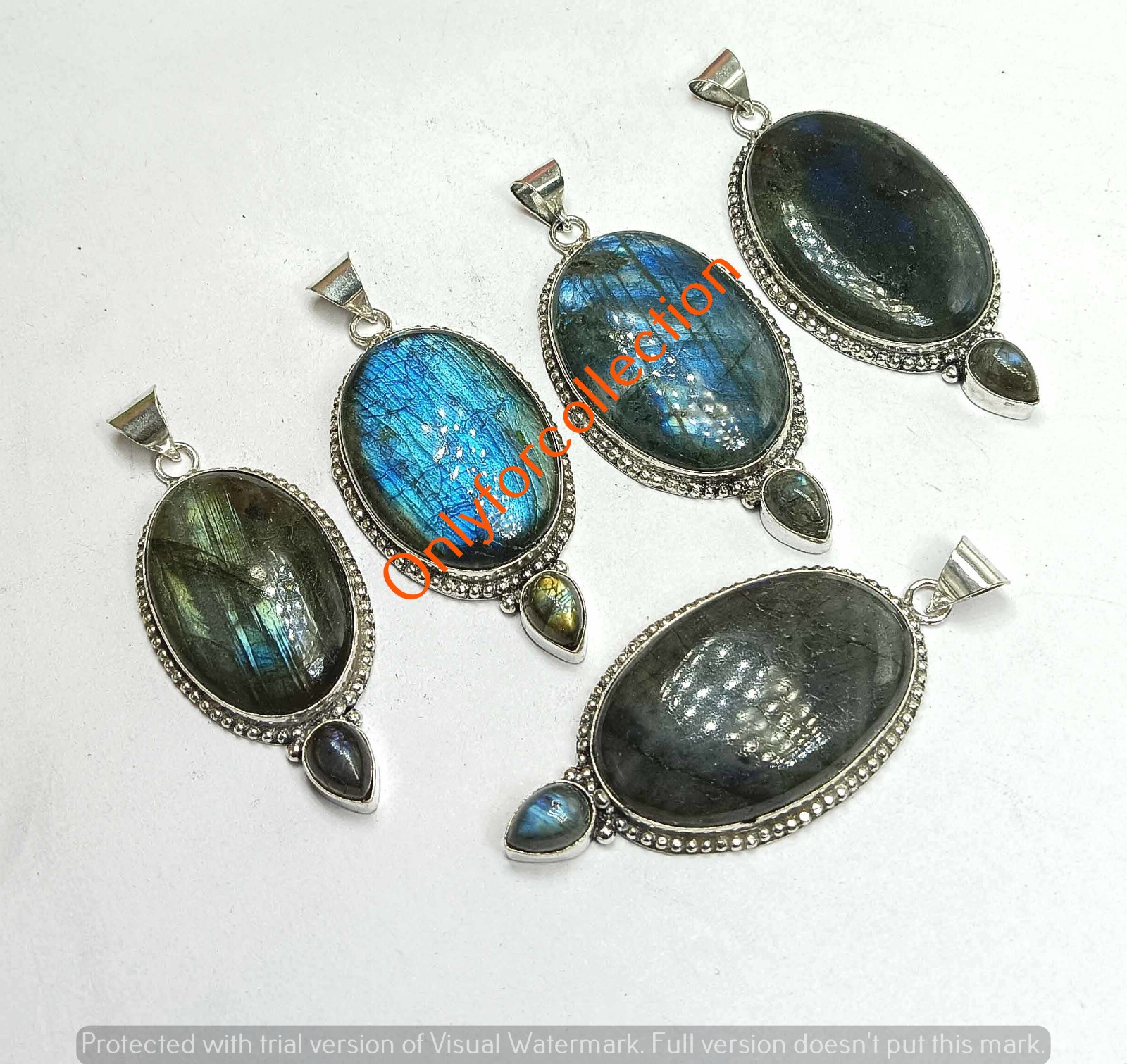 Labradorite Gemstone Pendants Lot 925 Sterling Silver Plated Bulk Jewelry