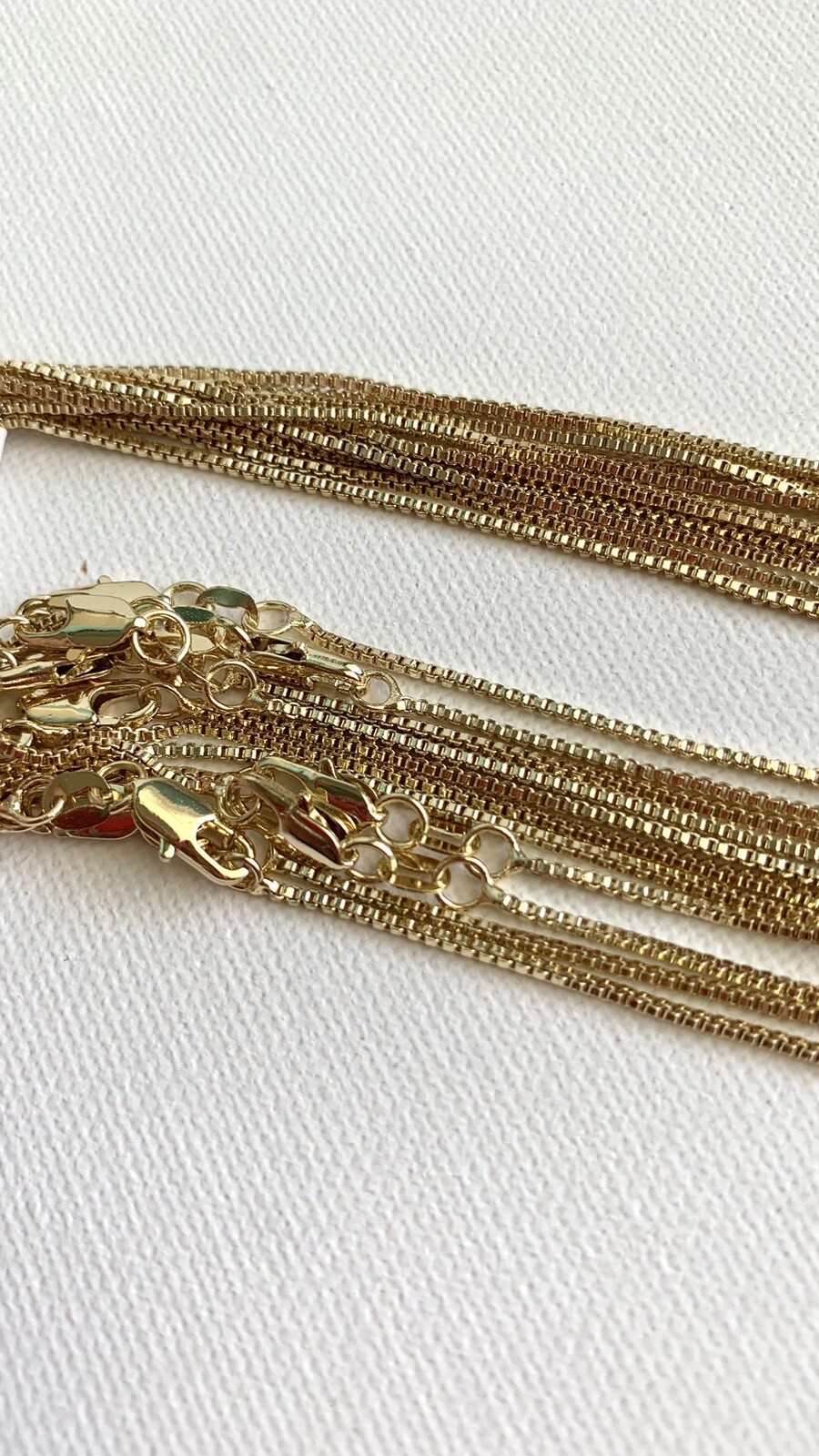18K GOLD FILLED Over Premium Brass 1.2mm Classic Box CHAIN 16” Water Resistant